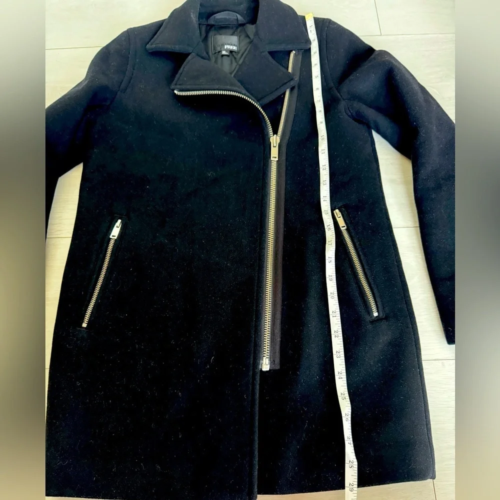 ARITZIA Wilfred Free Fei Wool Black Pea Coat Lined Moto Style Jacket - Picture 10 of 10